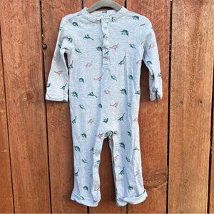 Janie and Jack Gray One Piece with Dinosaur Print